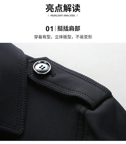 Spring Autumn Streetwear Fashion Trench Coat Men's Designer Overlong British Coats Man's Clothing With Epaulets Men's Jackets