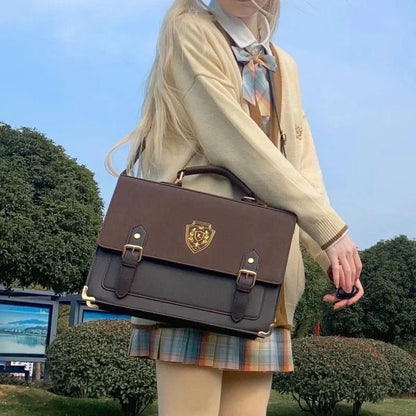 Bolso Jk de estilo universitario con diseño floral, bandolera doble para mujer, de PU, con bolsillo interior con cremallera.