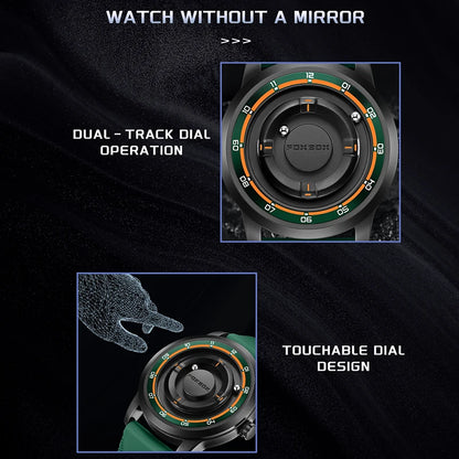 Reloj de pulsera de cuarzo para hombre FOXBOX Fashion, verde, de silicona, resistente al agua, con puntero deslizante y fuerza magnética, para deportes al aire libre.