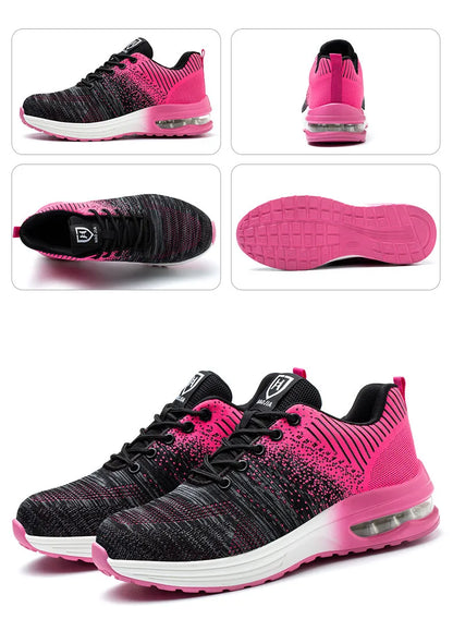Zapatos de trabajo de protección anti-aplastamiento para hombres y mujeres, zapatos indestructibles anti-perforación, zapatos de trabajo con amortiguación de aire, zapatos de seguridad con puntera de acero para hombre.