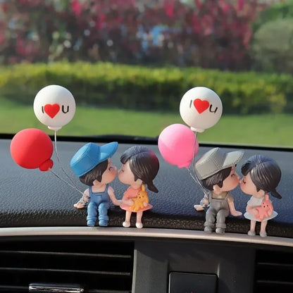 Lindos adornos de pareja para coche, decoración de interiores, manualidades, escritorio de oficina, globos, adornos de pareja, decoración de figuras para panel de instrumentos