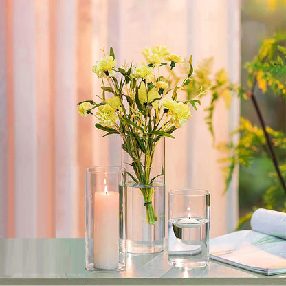 Jarrón alto transparente para centros de mesa, candelabros de vidrio para velas de pilar o flotantes, jarrones redondos para aniversario de bodas