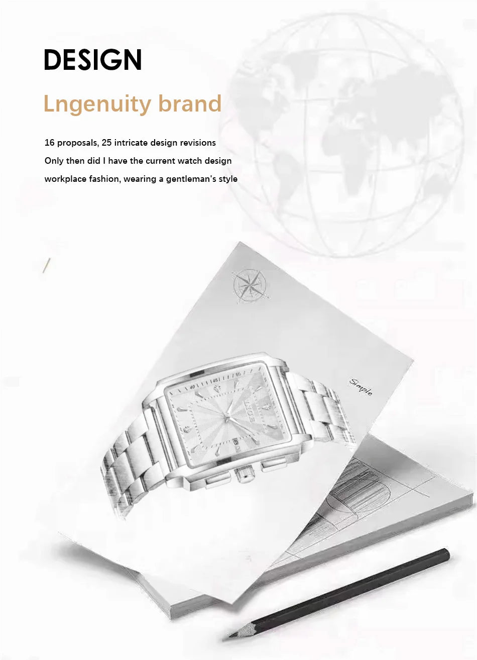 LIGE - Reloj de negocios de moda para hombre, cuadrado, deportivo, resistente al agua, marca superior, de lujo, militar, de cuarzo, cronógrafo de pulsera