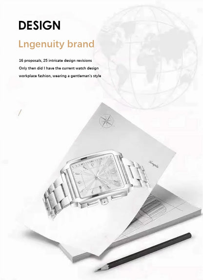 LIGE - Reloj de negocios de moda para hombre, cuadrado, deportivo, resistente al agua, marca superior, de lujo, militar, de cuarzo, cronógrafo de pulsera