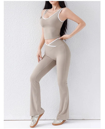 Women's CrossFlow Set: Open Back Top & 8" Shorts w/Second-Skin Fit & Run-Ready Yoga Trim