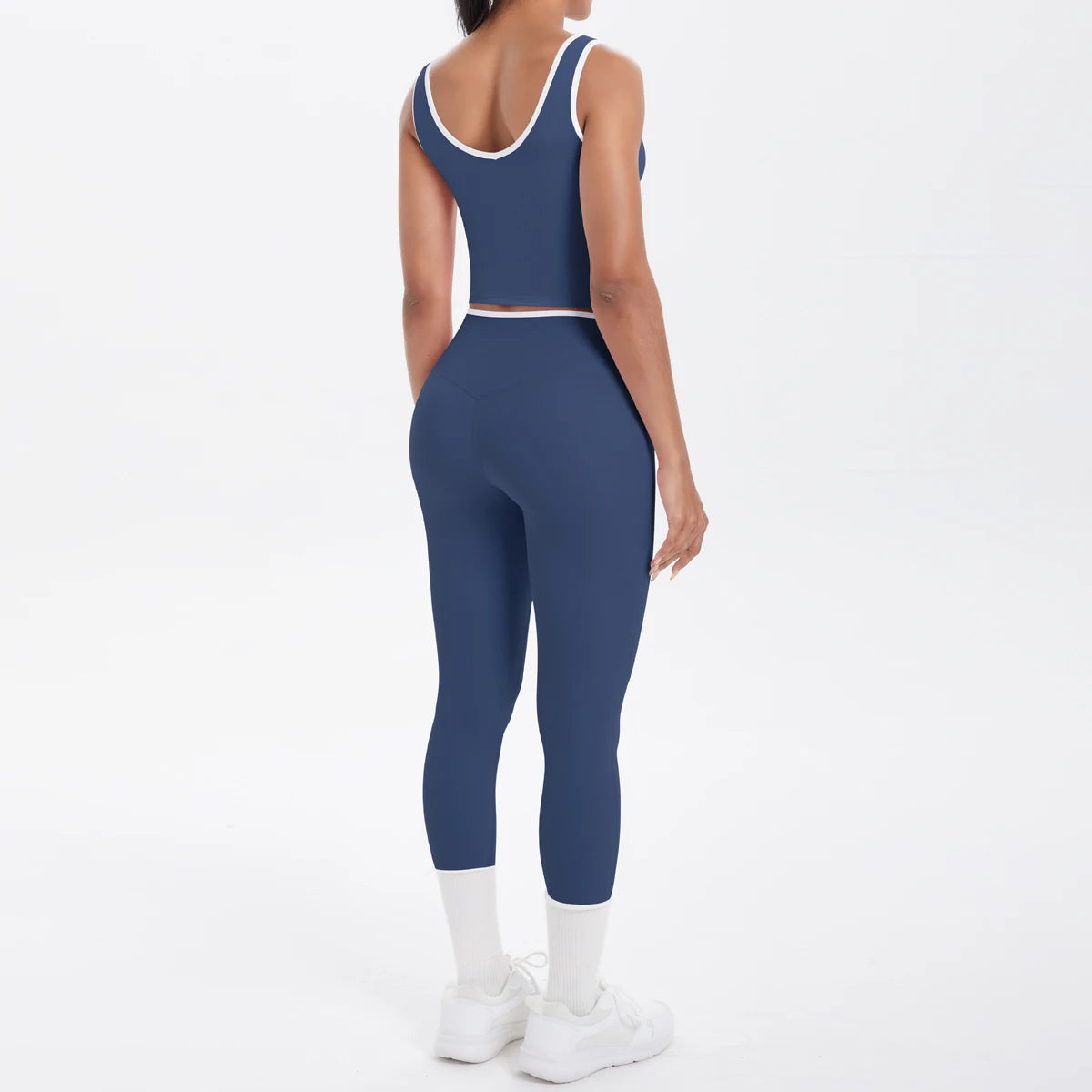 Conjunto de 2 piezas de pantalones de yoga con espalda descubierta y leggings para correr, de cintura alta, con estampado de melocotón y glúteos, para fitness y deportes.