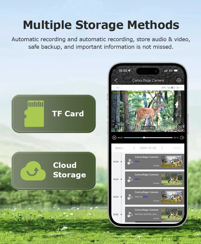 Cámara INQMEGA4G 2K 5MP con sensor de movimiento PIR, temporizador de disparo, visión nocturna, IP66, ideal para caza, senderismo, fauna silvestre, con batería y carga solar.
