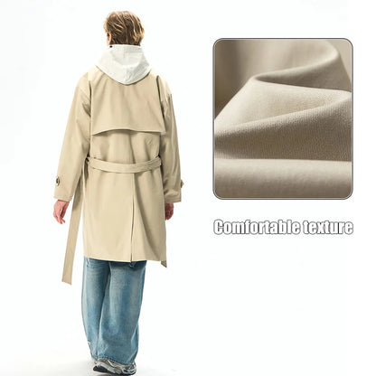 Chaquetas de hombre, abrigos de primavera para hombre, gabardinas, abrigos tipo streetwear, cortavientos, abrigos largos holgados de estilo business casual.