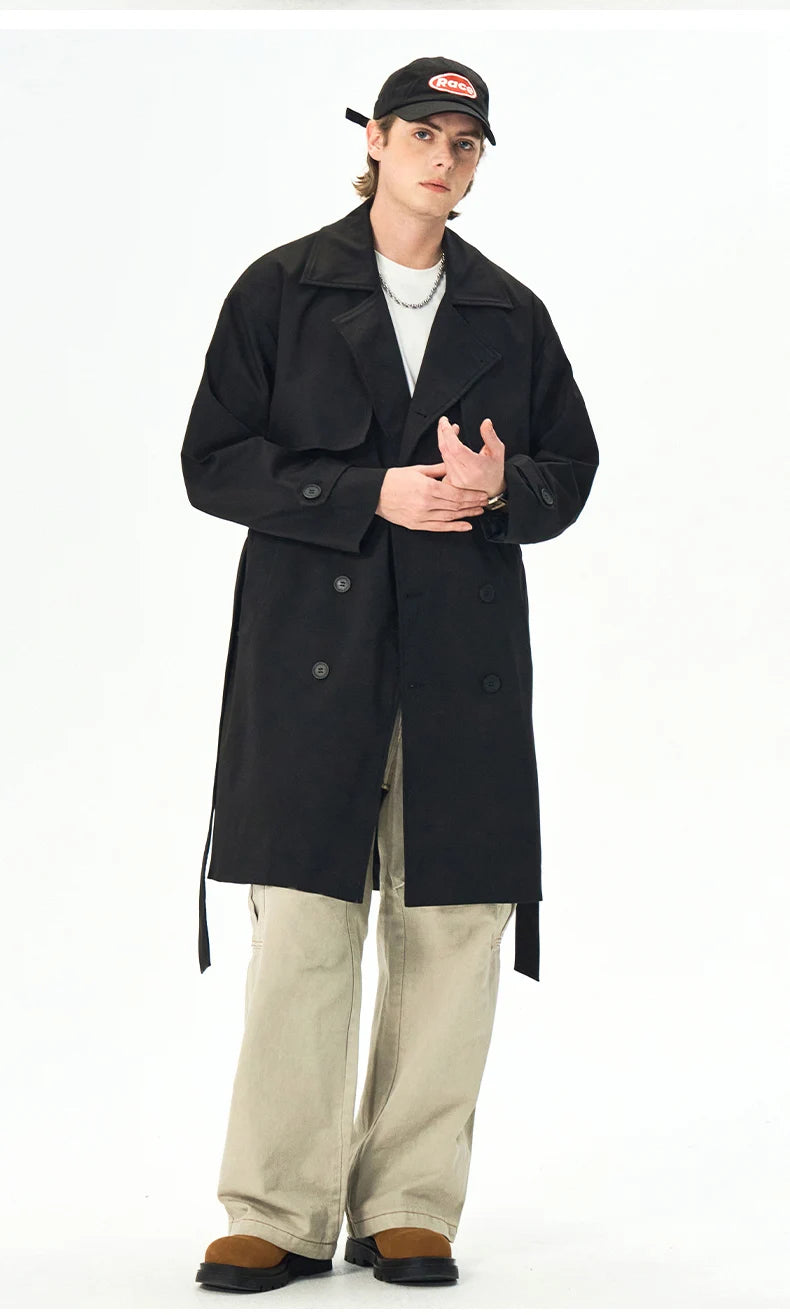 Chaquetas de hombre, abrigos de primavera para hombre, gabardinas, abrigos tipo streetwear, cortavientos, abrigos largos holgados de estilo business casual.