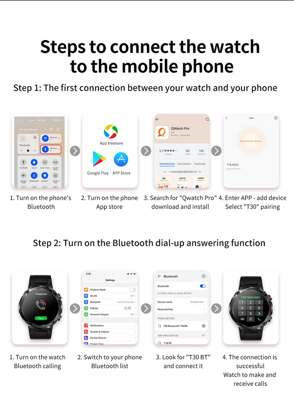 Reloj inteligente LIGE con batería grande de 600 mAh para hombre, reloj inteligente deportivo resistente al agua con llamadas Bluetooth y pantalla AMOLED.