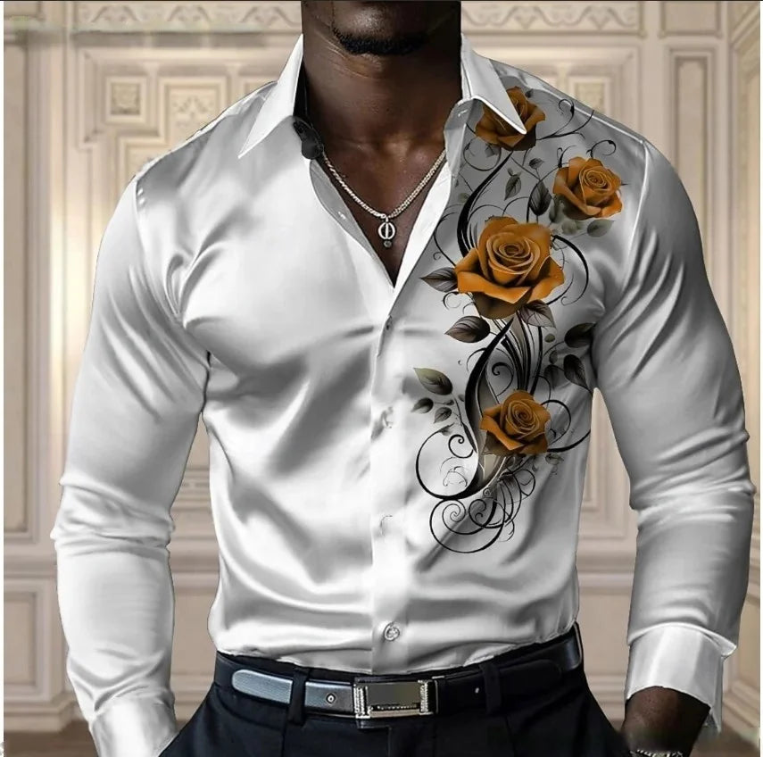 Camisa rosa de alta gama para hombre, camisa informal y cómoda de manga larga con botones, camisa moderna para las cuatro estaciones, diseño de tallas grandes