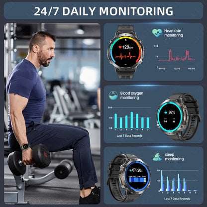 Reloj inteligente LIGE para hombre, con batería de 900 mAh, Bluetooth, llamadas, frecuencia cardíaca, oxígeno en sangre, brújula, monitor de salud, resistente al agua