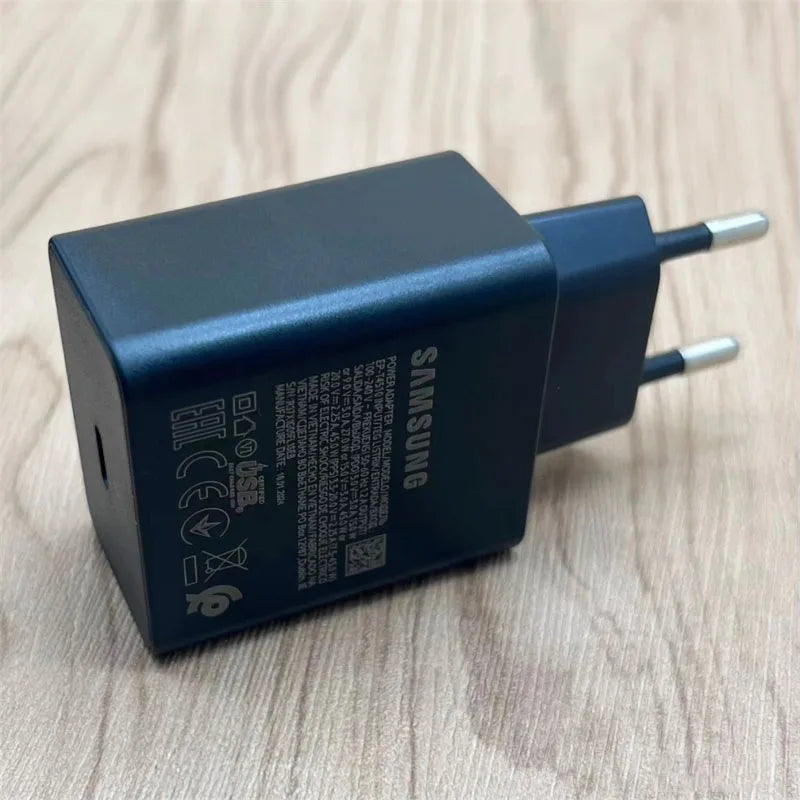 Cargador Samsung EP-T4510 de 45 W PD, carga súper rápida para Galaxy S25 Ultra Plus S24 S23 A56 C55, adaptador EU/EE. UU./Reino Unido, cable tipo C de 1,8 m.