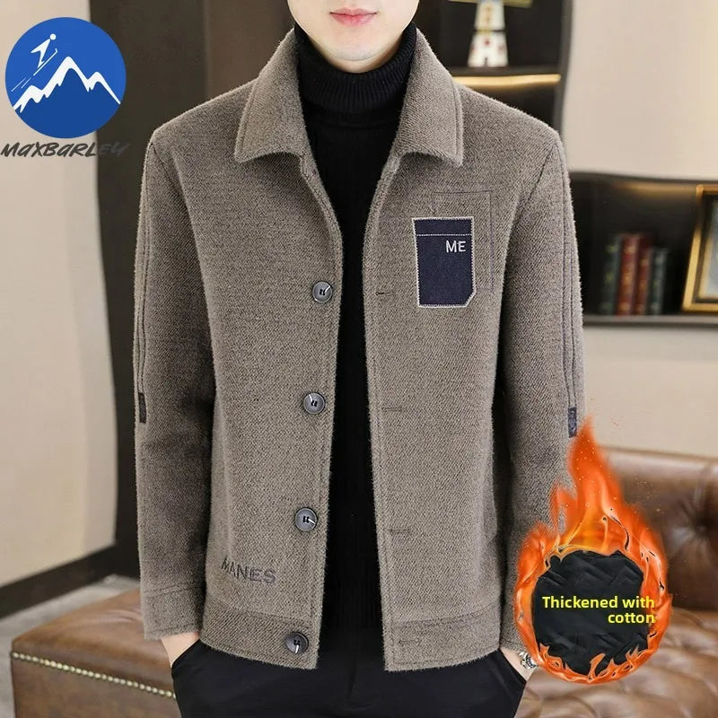 Chaqueta corta de lana Maxbarley para hombre, estilo otoño/invierno, abrigo de trabajo, estilo coreano casual, grueso, moderno y cálido.