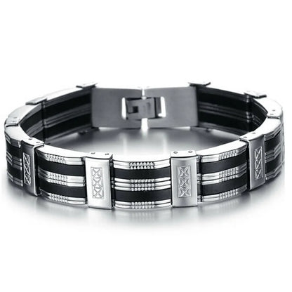 Pulsera de acero inoxidable y silicona de alta calidad para hombre, accesorios de joyería para mejores amigos.
