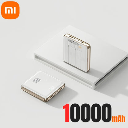 Xiaomi - Mini banco de energía de 500.000 mAh, gran capacidad, carga súper rápida, batería externa con 4 cables integrados para iPhone, Samsung y Xiaomi.