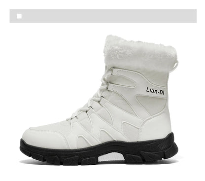 Nuevas botas de invierno para hombre, cálidas y afelpadas, hasta media pantorrilla, para exteriores, antideslizantes, impermeables, para nieve, zapatos de algodón a la moda para hombre.