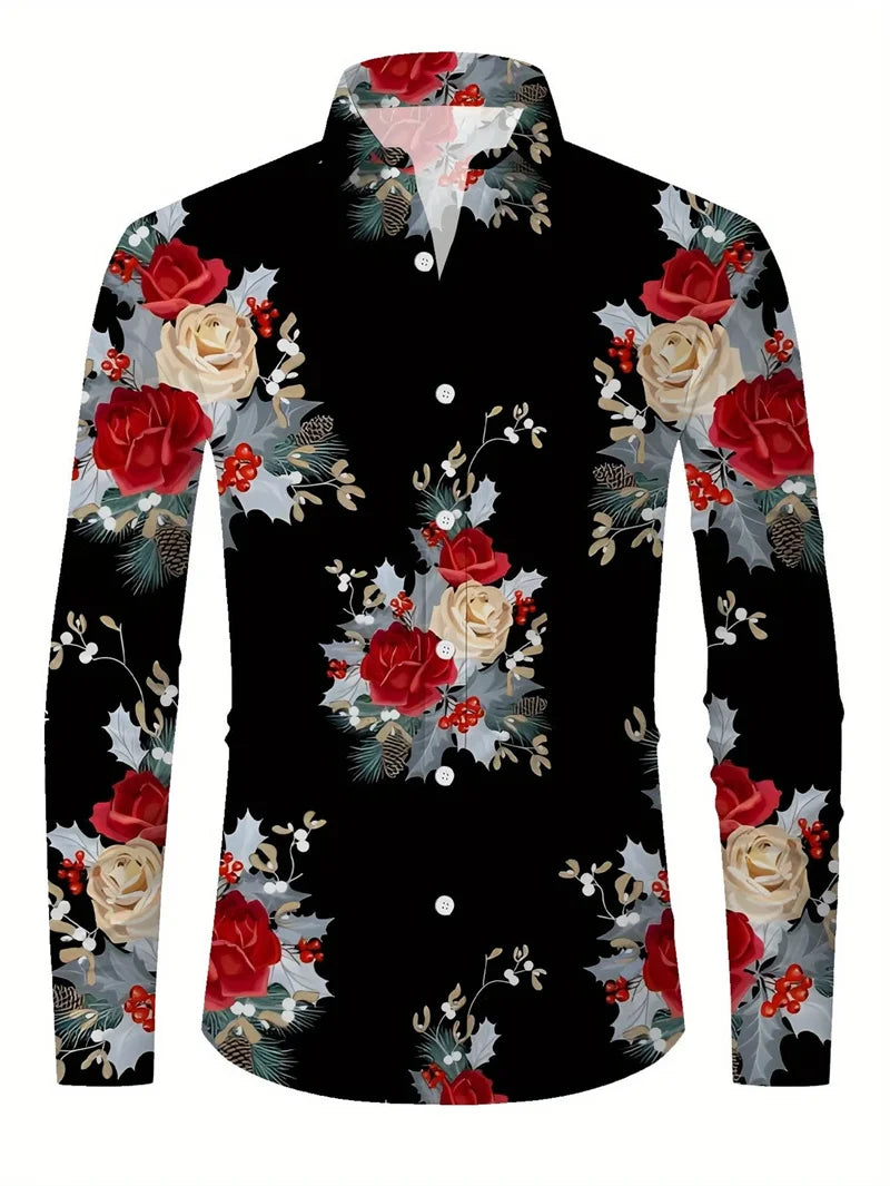 Camisa de manga larga informal y moderna para hombre, transpirable, con degradado y cuello.