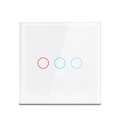 Interruptor táctil AC100-240, panel LED de alimentación, interruptores de luz de pared, vidrio templado, negro, blanco, 1, 2 o 3 entradas.