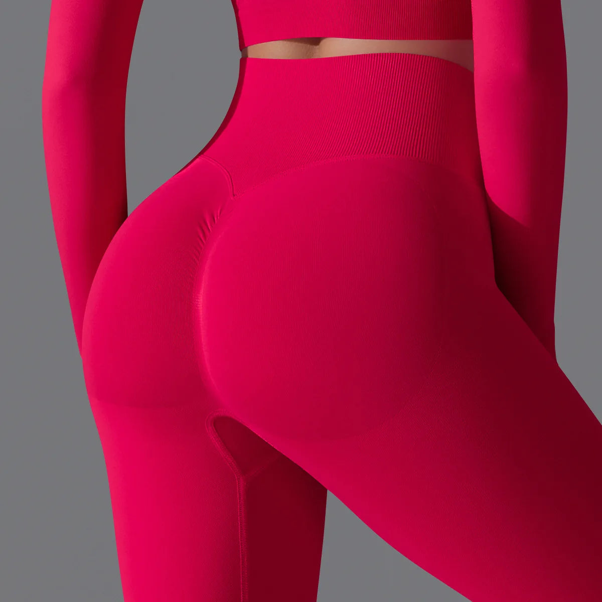 Leggings deportivos de yoga para mujer, sin costuras, cintura alta, elásticos, color sólido, para gimnasio, correr, secado rápido, realce y efecto moldeador.