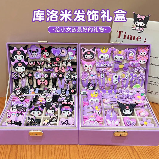 Conjunto de accesorios para el cabello para niños de Sanrio, joyero, horquillas para el cabello para niñas, tocados, regalos de cumpleaños para niñas