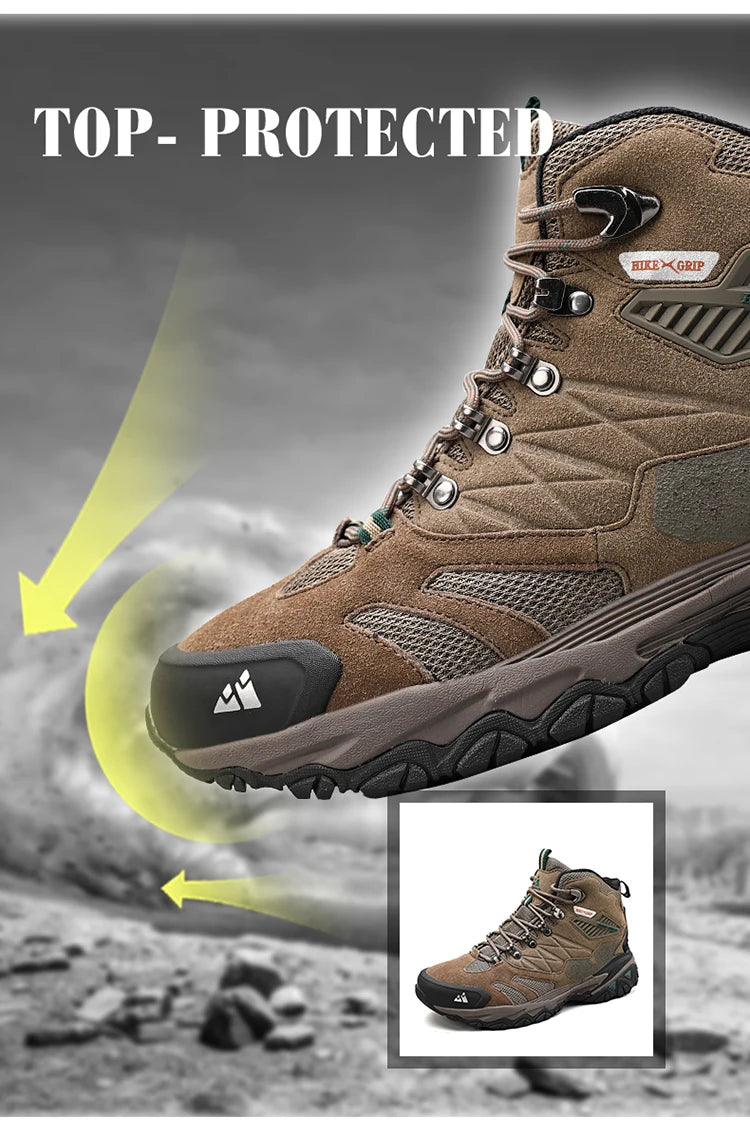 Botas de invierno HIKEUP para hombre, botas de senderismo para exteriores, de ante, de caña alta, impermeables, tácticas, de combate, militares.