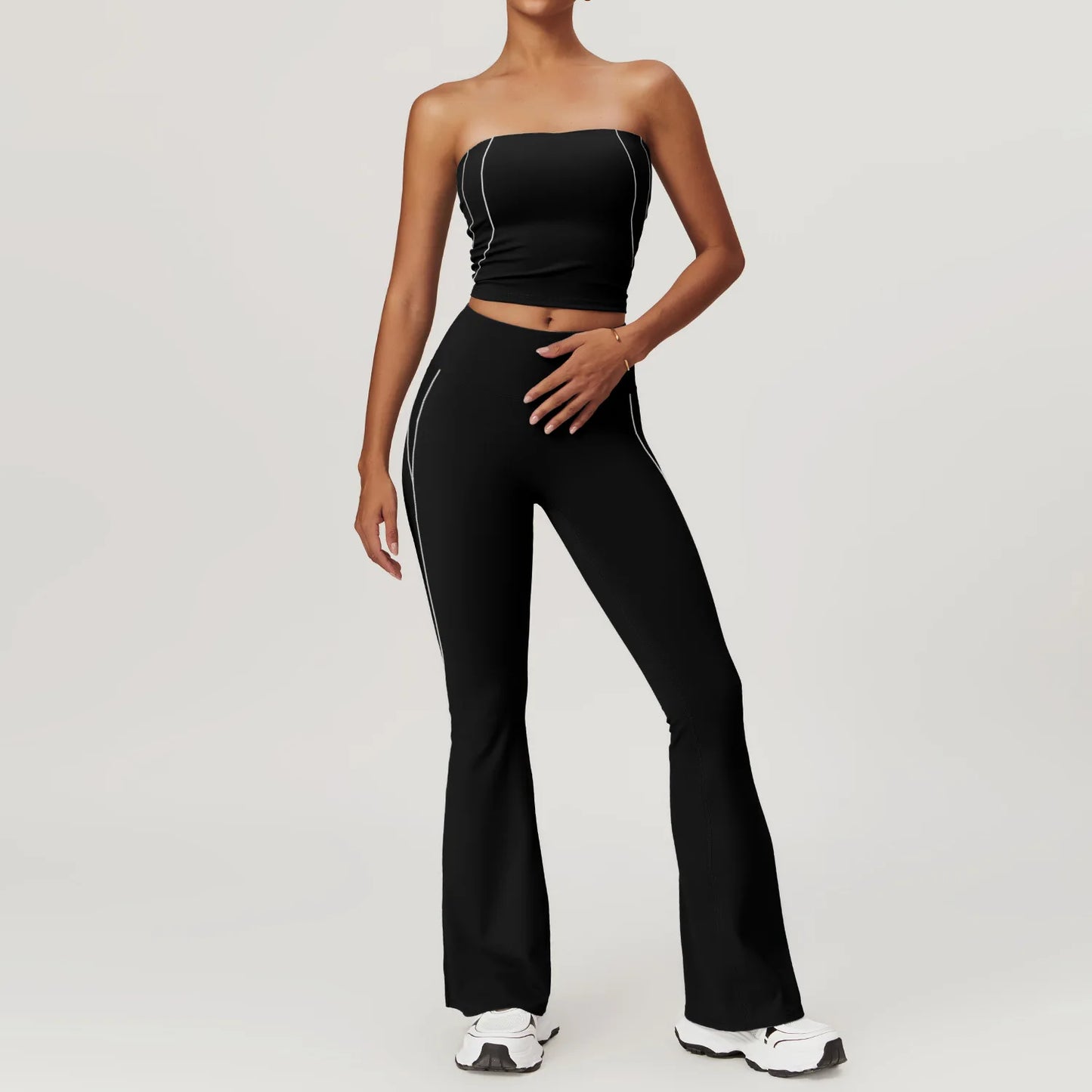 Conjunto deportivo de yoga FUBEIKE para mujer, de verano, color nude, ajustado, con espalda descubierta, ideal para gimnasio, ropa deportiva para mujer, para correr al aire libre.