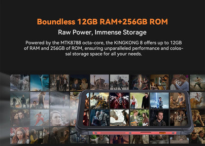 Cubot KingKong 8, smartphone Android resistente al agua y a los golpes, 12 GB de RAM (6 GB + 6 GB), 256 GB de ROM, batería de 10600 mAh, NFC, procesador de ocho núcleos, 4G, OTG.