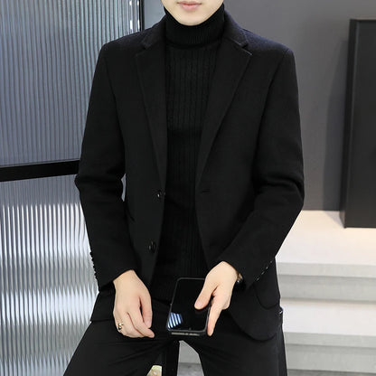Slim Fit Detachable Down Liner Men's Woolen Coat High Quality 2025 Autumn Winter Casual Solid Color Short Style Warm Wool Jacket