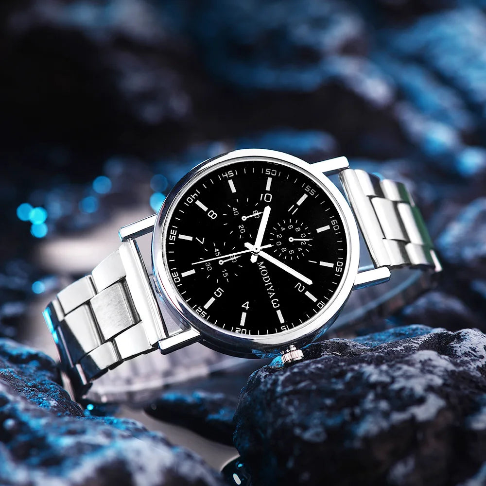 Relojes de moda para hombre, reloj deportivo informal de cuarzo con correa de acero para hombre, reloj Masculino