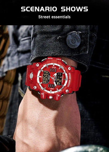 LIGE Reloj Original para Hombre, Reloj de Pulsera Deportivo Militar de Moda con Cronógrafo de Cuarzo, Relojes de Lujo con Doble Pantalla LED y Calendario para Hombre