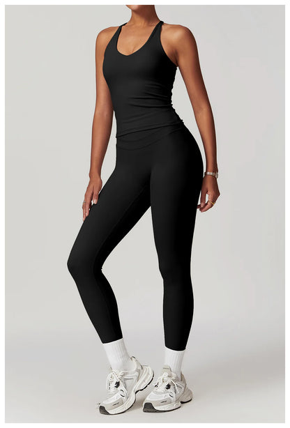 SWELTERING Conjunto de 2 piezas de ropa deportiva para mujer, conjunto de yoga, ropa deportiva para gimnasio, trajes de yoga, conjunto de fitness, chándales, sujetador deportivo, leggings para gimnasio