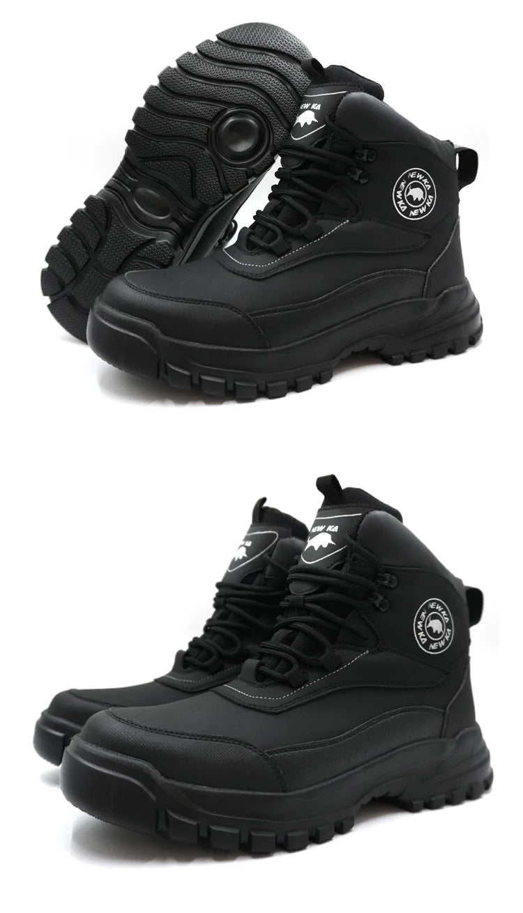 Nuevos zapatos de seguridad de moda, de caña alta, antiaplastamiento y antiperforación, con puntera de acero, resistentes al desgaste, para trabajo, calzado de protección para hombre.