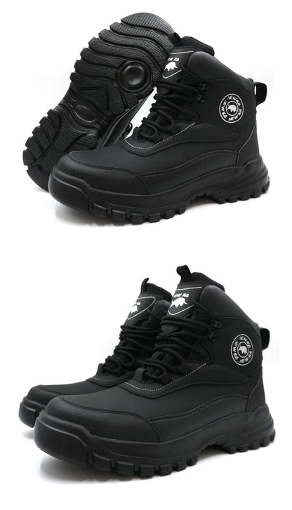 Nuevos zapatos de seguridad de moda, de caña alta, antiaplastamiento y antiperforación, con puntera de acero, resistentes al desgaste, para trabajo, calzado de protección para hombre.