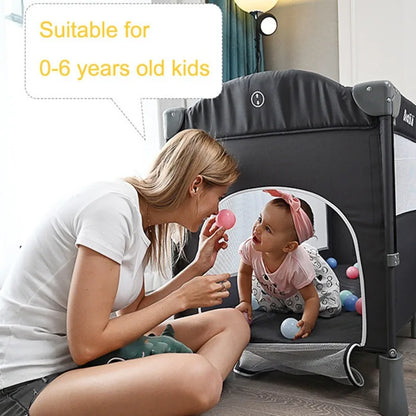 Cuna portátil multifuncional para bebé, cuna plegable con cambiador, mecedora, juego de cama para niños, muebles de dormitorio para niños de 0 a 6 años.