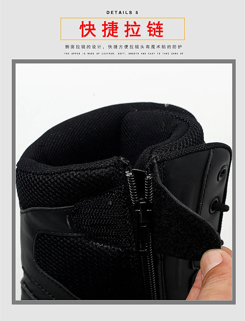 Botas tácticas para hombre, nuevas, de invierno, para combate, hasta el tobillo, antideslizantes, para trabajo, seguridad, botas militares, impermeables, para motocicleta.