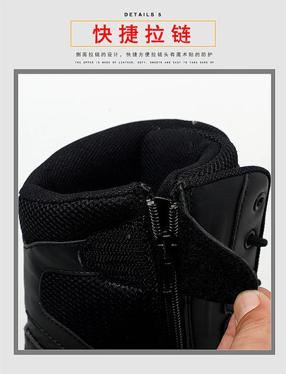 Botas tácticas para hombre, nuevas, de invierno, para combate, hasta el tobillo, antideslizantes, para trabajo, seguridad, botas militares, impermeables, para motocicleta.