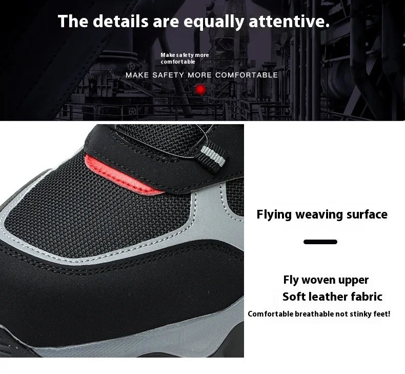 Zapatos de seguridad tipo zapatillas ligeras y transpirables con puntera de acero, diseño antiperforación, amortiguación de impactos y protección antiaplastamiento, calzado de trabajo para hombre.