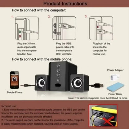 Barra de sonido estéreo 3D universal de rango completo para PC, subwoofer, bajos, música de DJ, altavoces de ordenador, USB, para portátil, teléfono y TV.