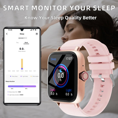 Reloj inteligente deportivo para hombre y mujer, resistente al agua, de 1,83 pulgadas, con función de respuesta a llamadas, podómetro, alertas de información y sueño.