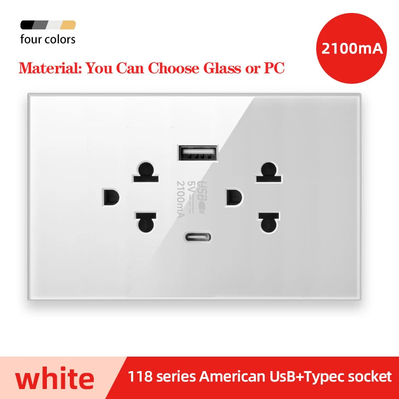 Adaptador de enchufe para electrodomésticos inteligentes Herepow Thailand, enchufe de pared USB doble estándar americano tipo C de 3,1 A con carga rápida.