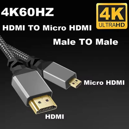 Cable HD de 0,3 m con trenzado de nailon, compatible con Micro HDMI a HDMI, 4K/60 Hz y 3D. Compatible con HDTV y PS4.