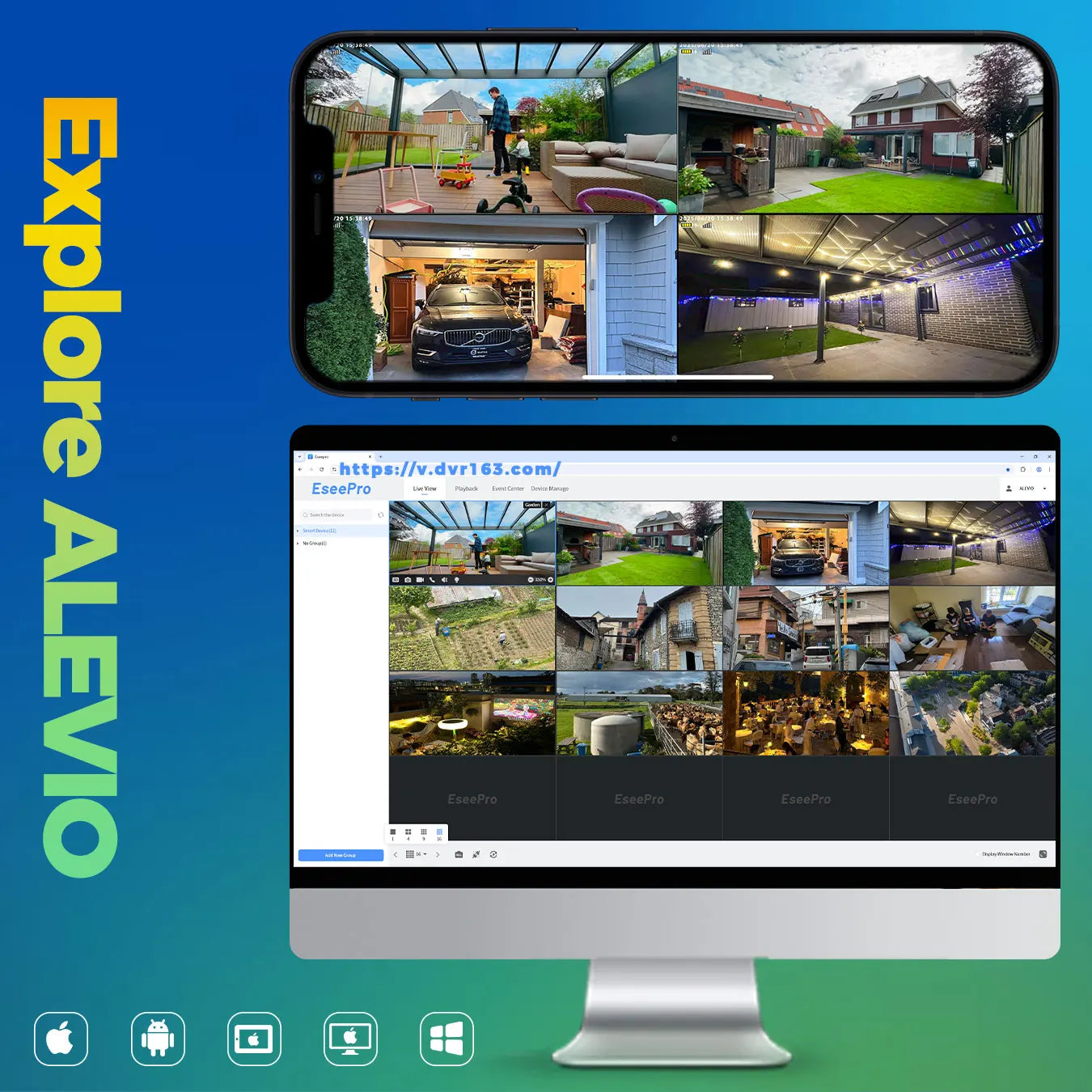 Cámara solar exterior ALEVIO, cámara de seguridad inalámbrica WiFi, 2.5K, ultra larga duración en espera, luz PIR, visión nocturna a color, detección por IA.