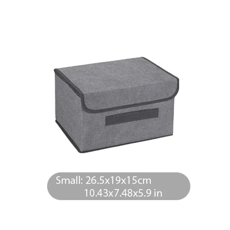 Caja de almacenamiento plegable de tela no tejida gris para artículos del hogar, ropa interior, calcetines y juguetes para niños, organizador de cosméticos.