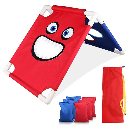 Juego de lanzamiento de sacos de arena, ideal para fiestas al aire libre, con interacción entre varias personas, incluye sacos de arena, juego familiar para el jardín.