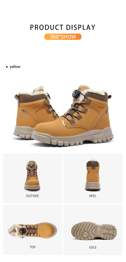 Botas de trabajo de seguridad de invierno para hombre y mujer, tallas 47 y 48, impermeables, ligeras, con puntera de acero, calzado de seguridad protector para hombre.