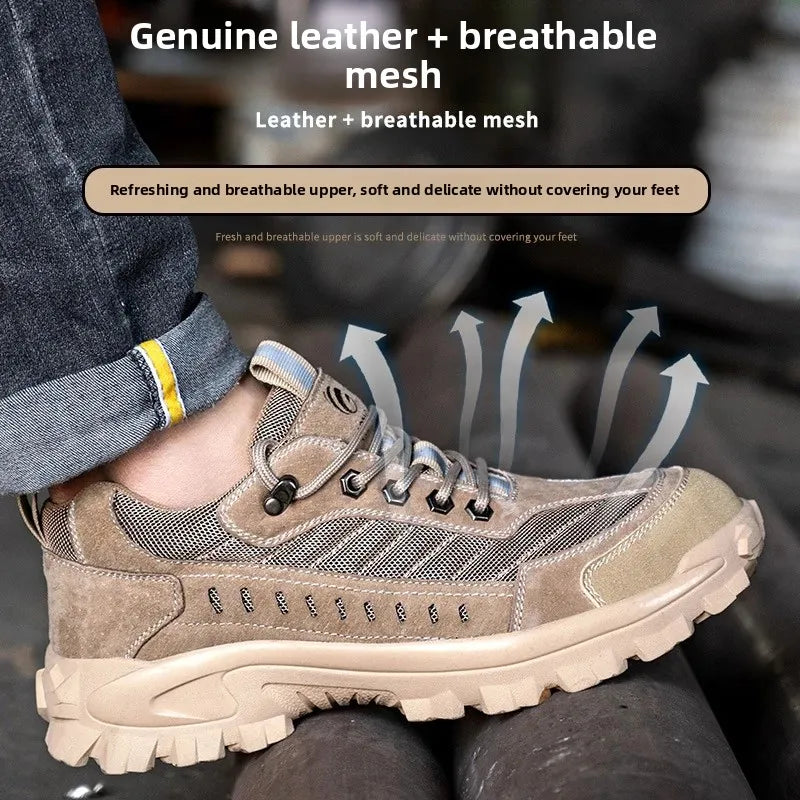 Spring New Men's Steel Toe Safety Shoes Breathable Work Shoes Anti Crush And Piercing High Temperature Resistant Wear Proof
