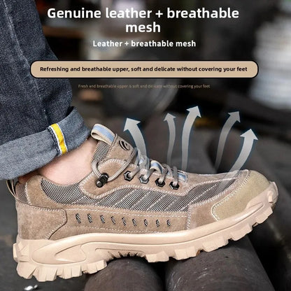 Spring New Men's Steel Toe Safety Shoes Breathable Work Shoes Anti Crush And Piercing High Temperature Resistant Wear Proof