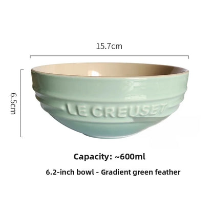 Cuenco de porcelana esmaltada de colores fríos Le Creuset, cuenco de arroz, cuenco para sopa con cara de arcoíris, cuenco francés con diseño de mono redondo para uso doméstico