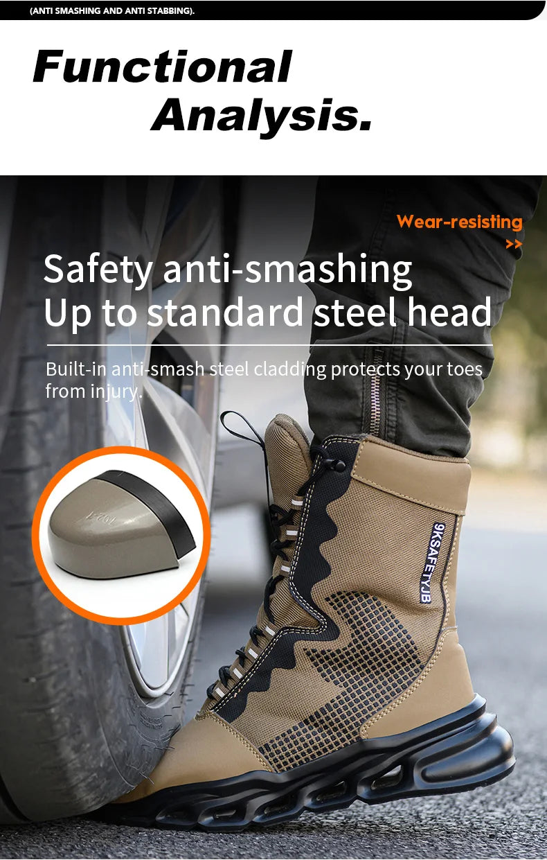 Zapatillas de trabajo con puntera de acero, zapatos de seguridad para hombre, calzado de trabajo nuevo a prueba de perforaciones, botas indestructibles, calzado de seguridad ligero.